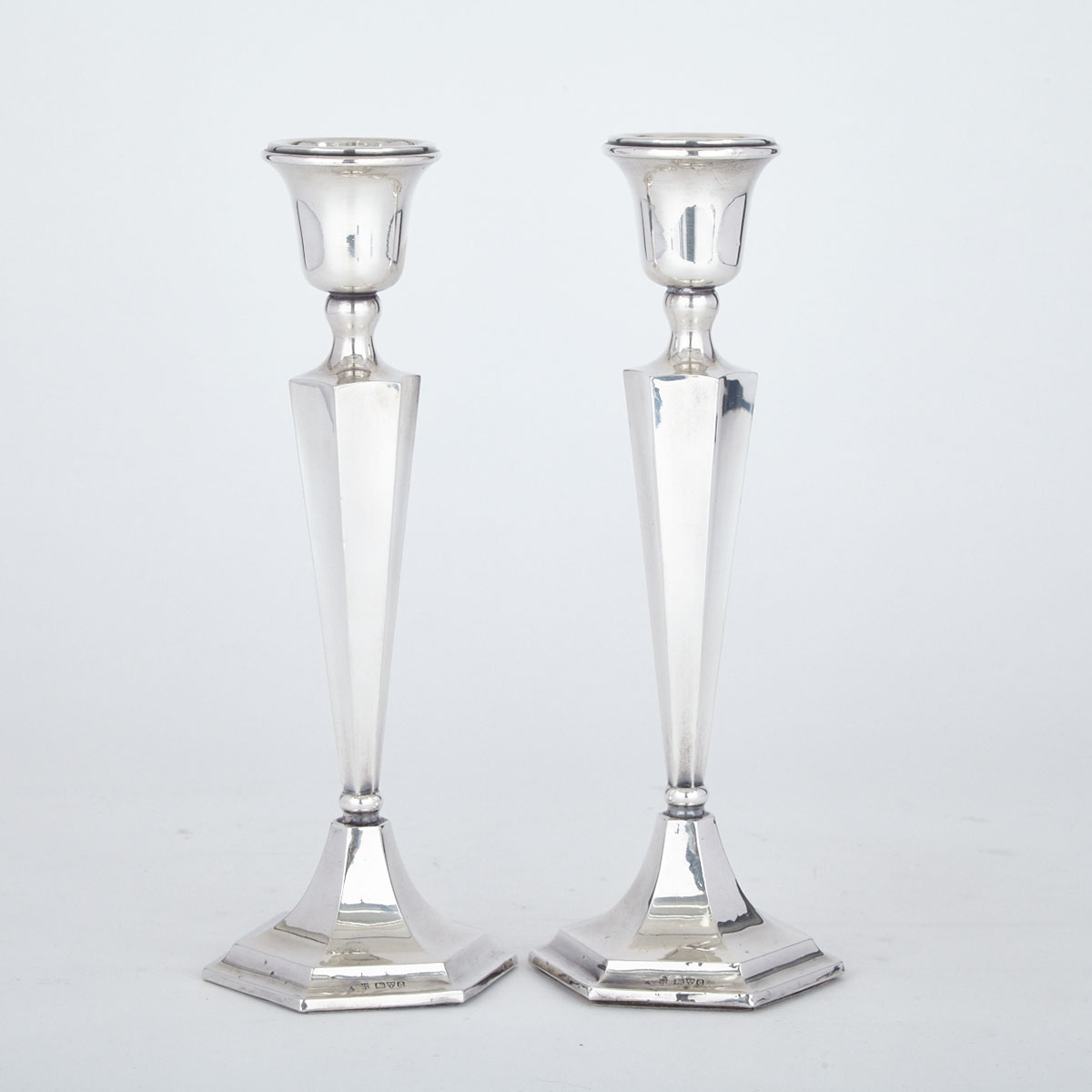 Pair of English Silver Candlesticks, James Deakin & Sons, Chester, 1926