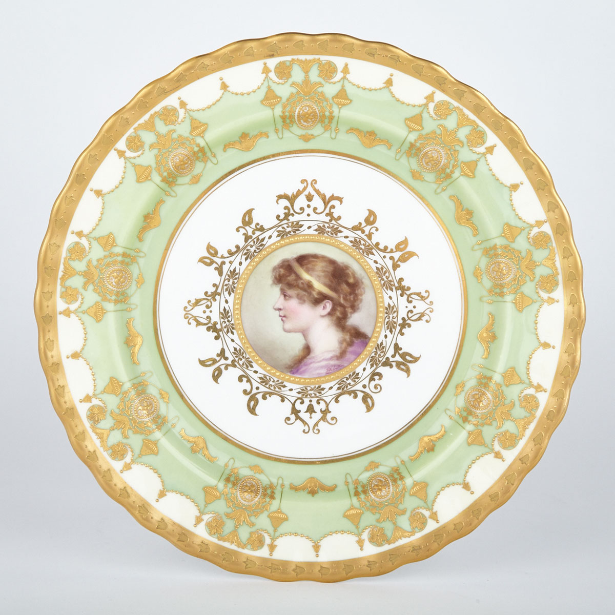 Doulton Cabinet Plate with Portrait of Psyche, c.1900