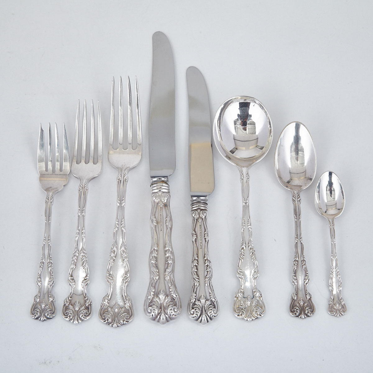 Canadian ‘Regency’ Silver Plated ‘Chatillon’ (or ‘Cotillion’) Pattern Flatware Service, Henry Birks & Sons, 20th century