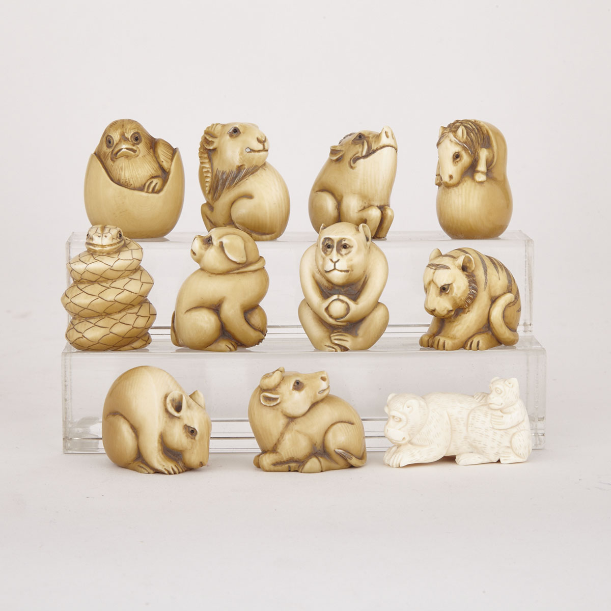 Set of Ivory Carved Animals