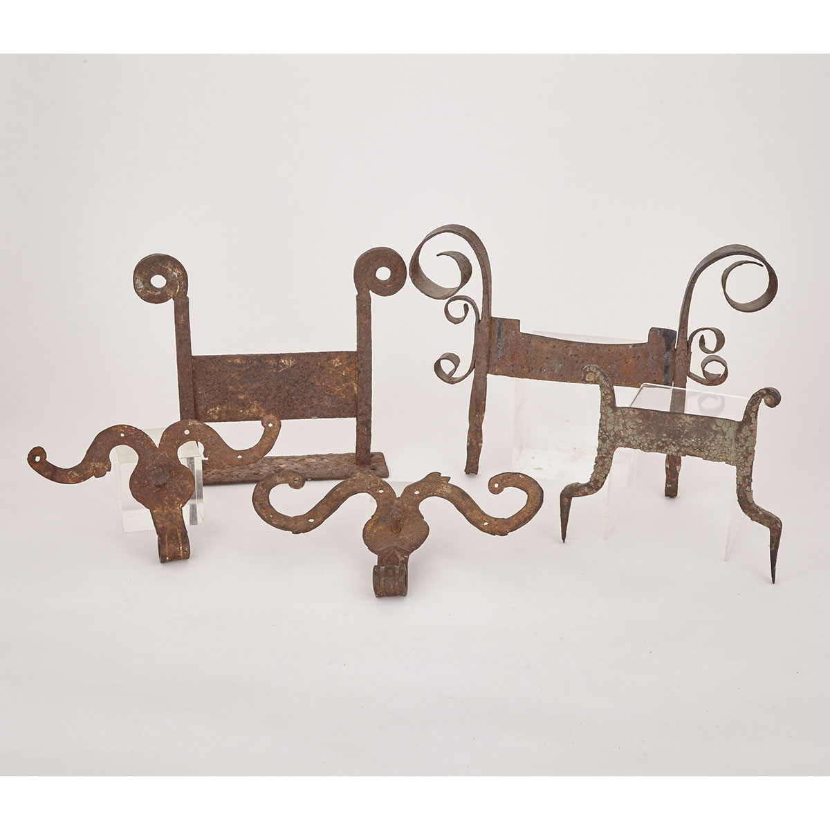 FIve Pieces Victorian Wrought Iron, 19th century
