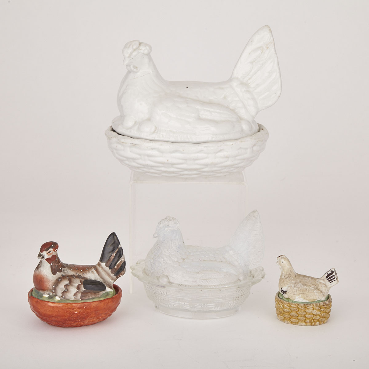 Four Hen on Nest Covered Dishes, 19th century