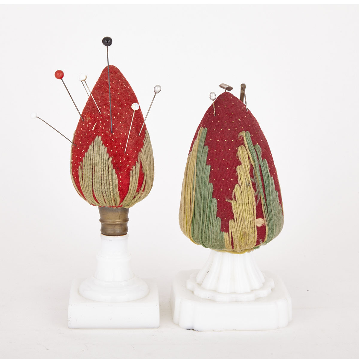 Two Victorian Strawberry Form ‘Make Do’ Pin Cushions, 19th century