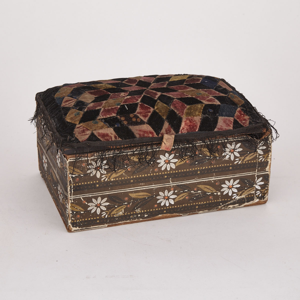 Victorian Wallpapered Sewing Box, mid 19th century