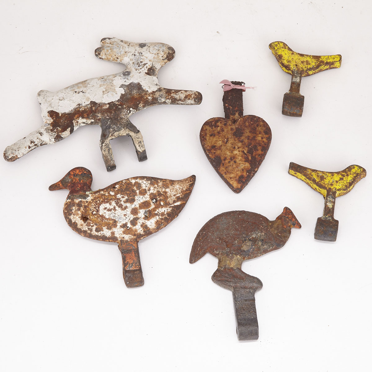 Collection of Six Painted Cast Iron Carnival Shooting Gallery Targets, 19th/early 20th century