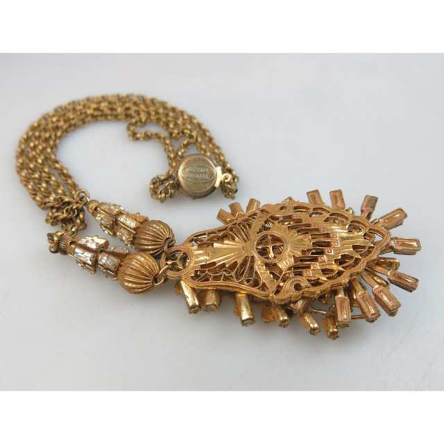 Miriam Haskell Gold Tone Metal Necklace