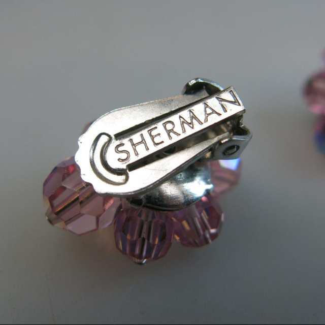 Sherman Double Strand Flex Bracelet And Pair Of Screw-Back Earrings