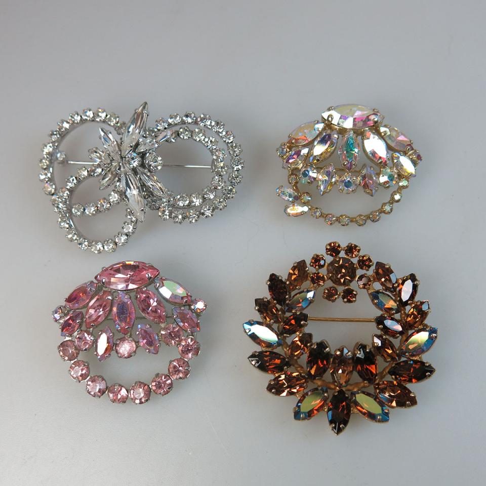 Four Sherman Gold And Silver Tone Metal Brooches  