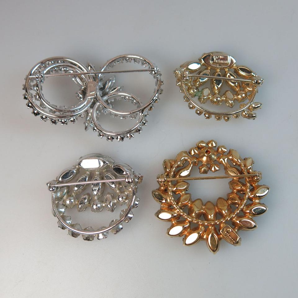 Four Sherman Gold And Silver Tone Metal Brooches  