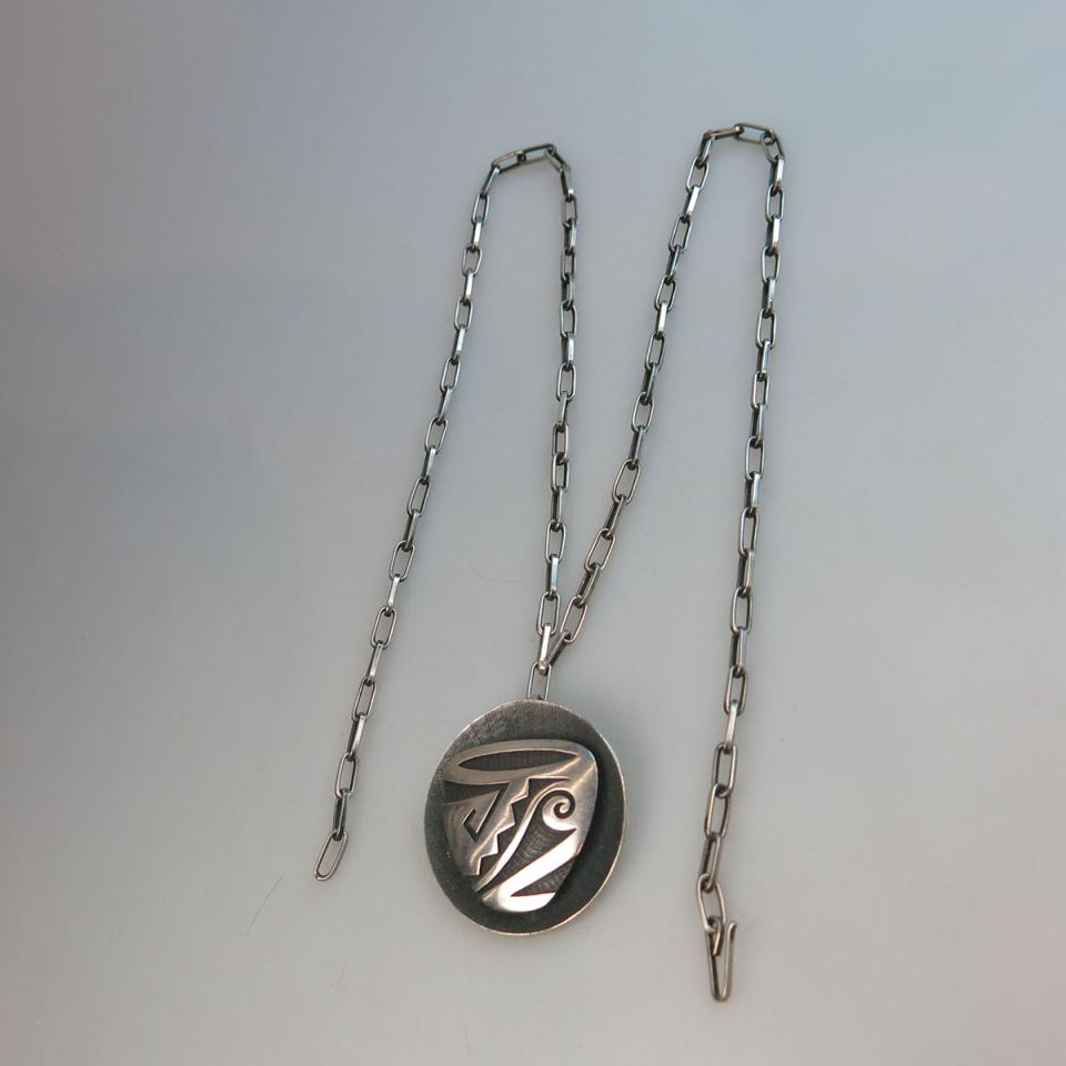 Mitchell Sockyma Hopi Sterling Silver Pendant And Chain