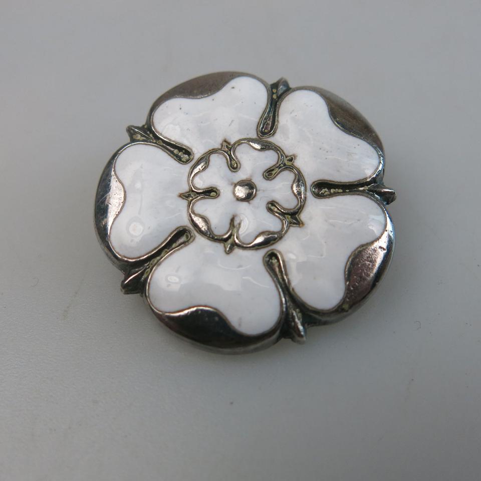 English Silver Tudor Rose Brooch