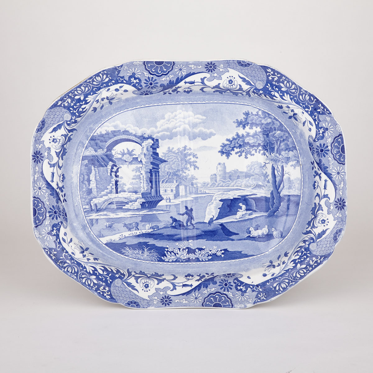 Spode Blue-Printed ‘Italian’ Well-and-Tree Platter, c.1825