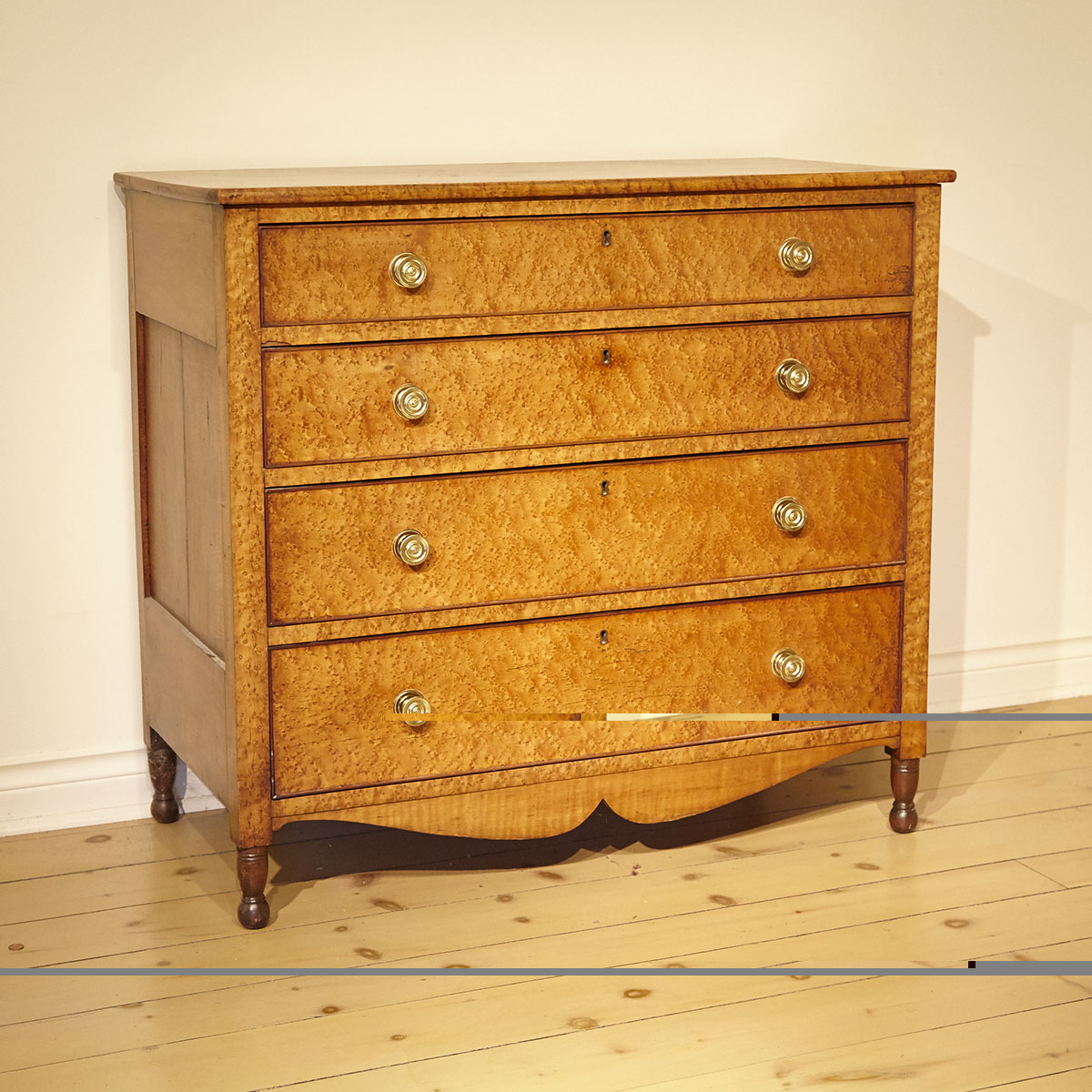 American Birds Eye Maple Chest of Drawers, mid 19th century