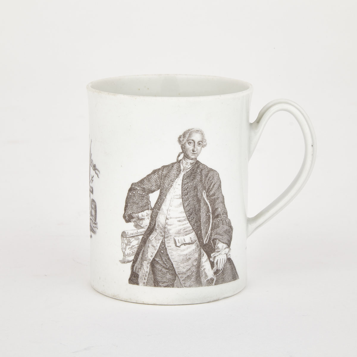 Worcester Black Printed ‘Admiral Boscawen’  Small Mug, c.1760 