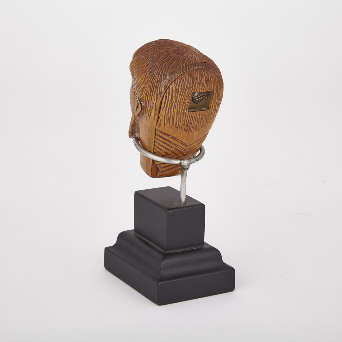 English Carved Boxwood Head Form Puzzle Snuff Box, early 19th century