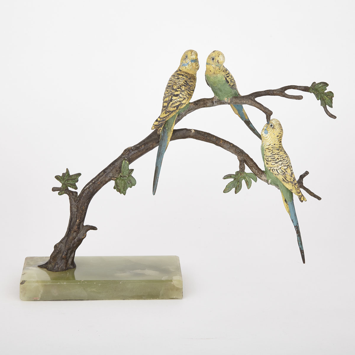 Austrian Cold Painted Bronze Parakeet Group, early 20th century