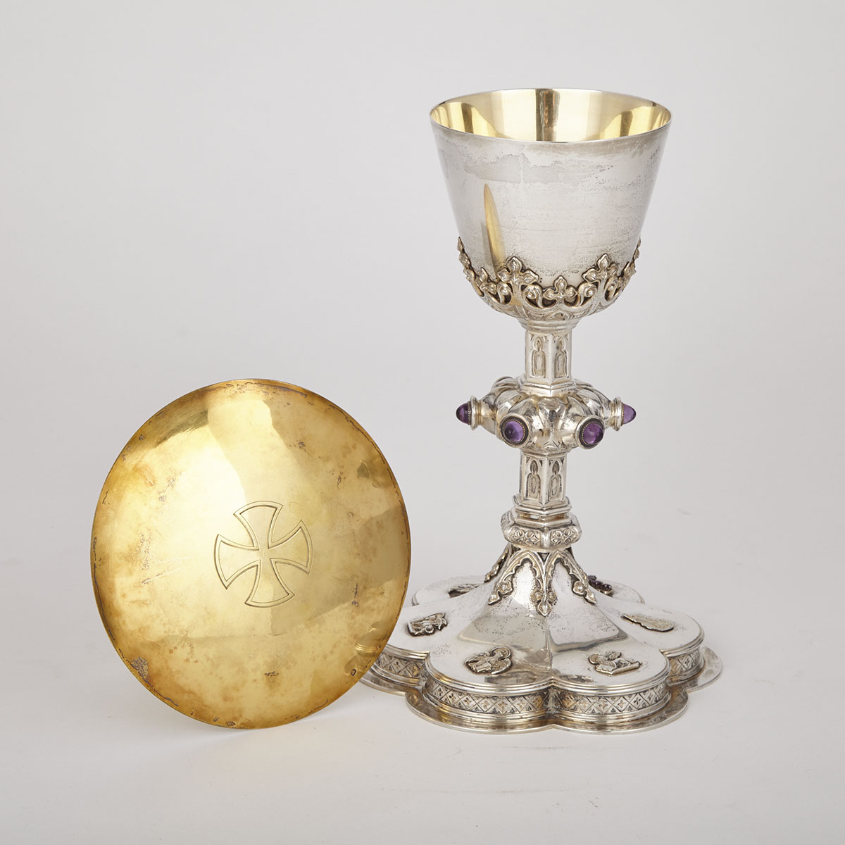 American Silver Chalice, W.J. Feeley Co., Providence, R.I., and French Silver-Gilt Paten, early 20th century  