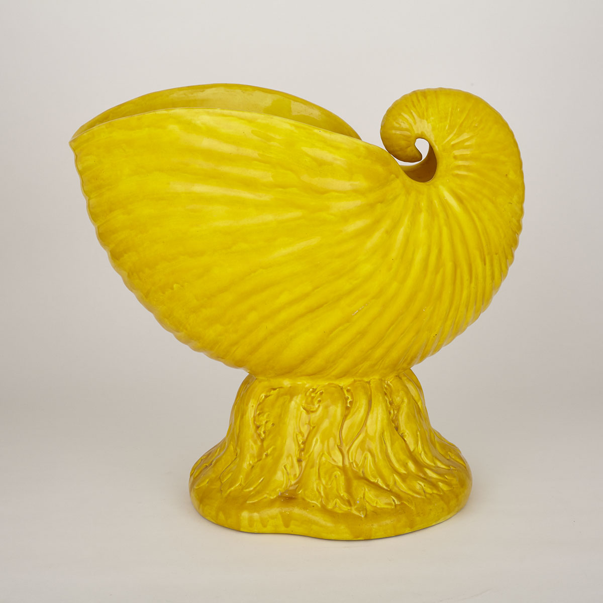 Mintons Yellow-Glazed Nautilus Shell Jardinière, 1882
