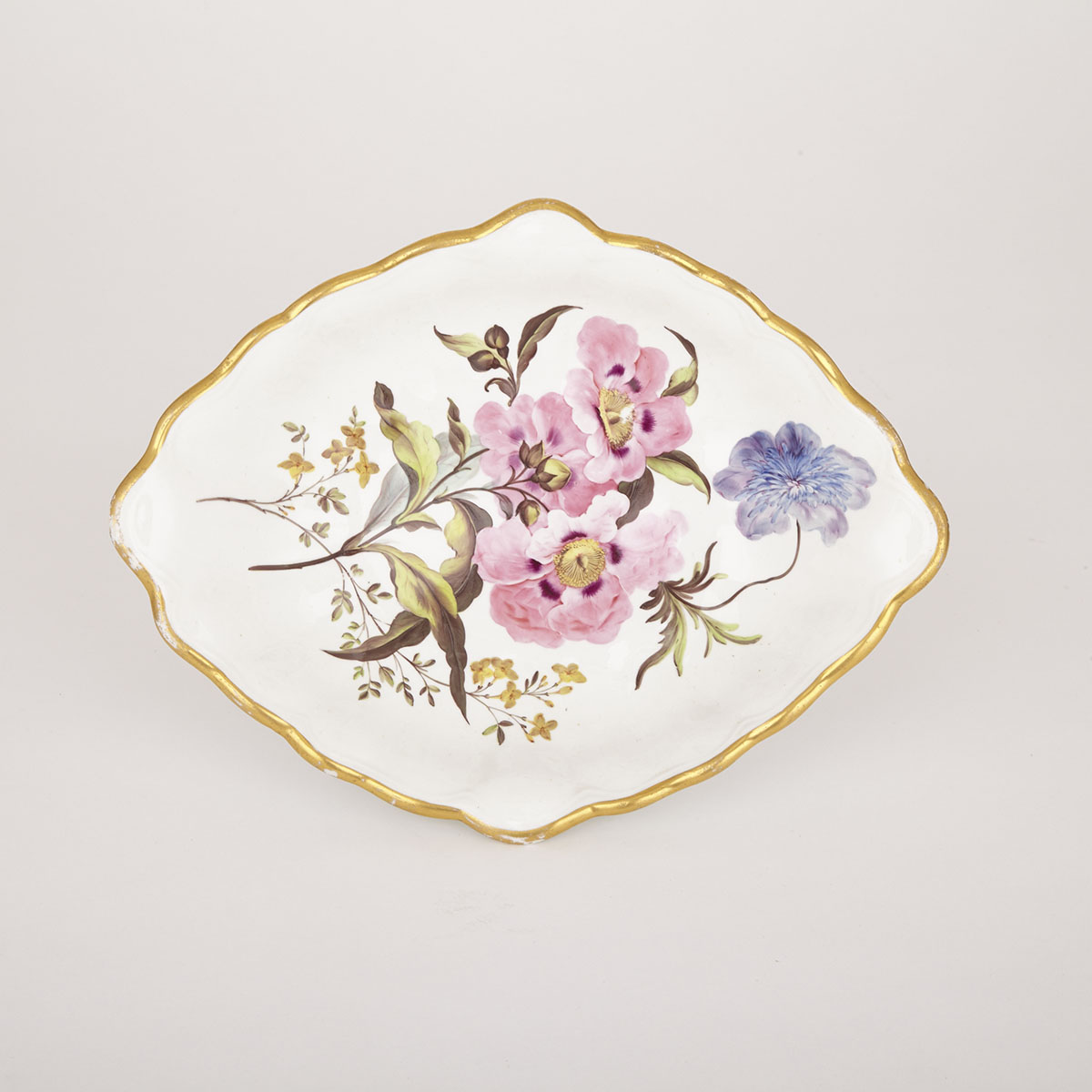 Derby Porcelain Botanical Oval Dish, William ‘Quaker’ Pegg, c.1813-20