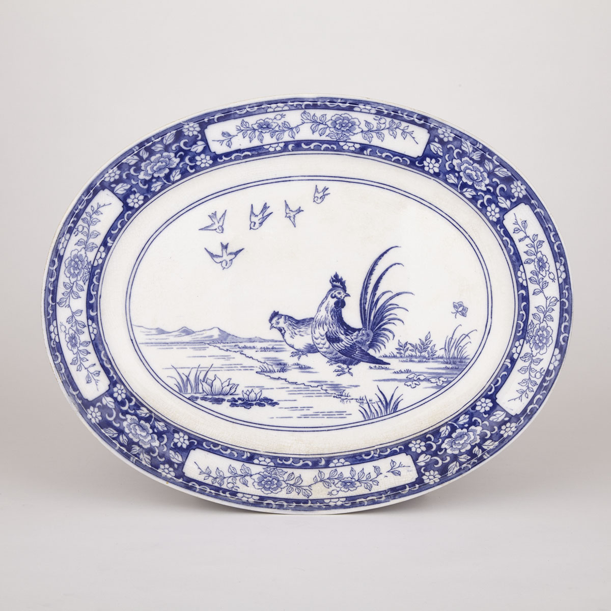 Mintons Blue Printed ‘Alnwick’ Oval Platter, 1879