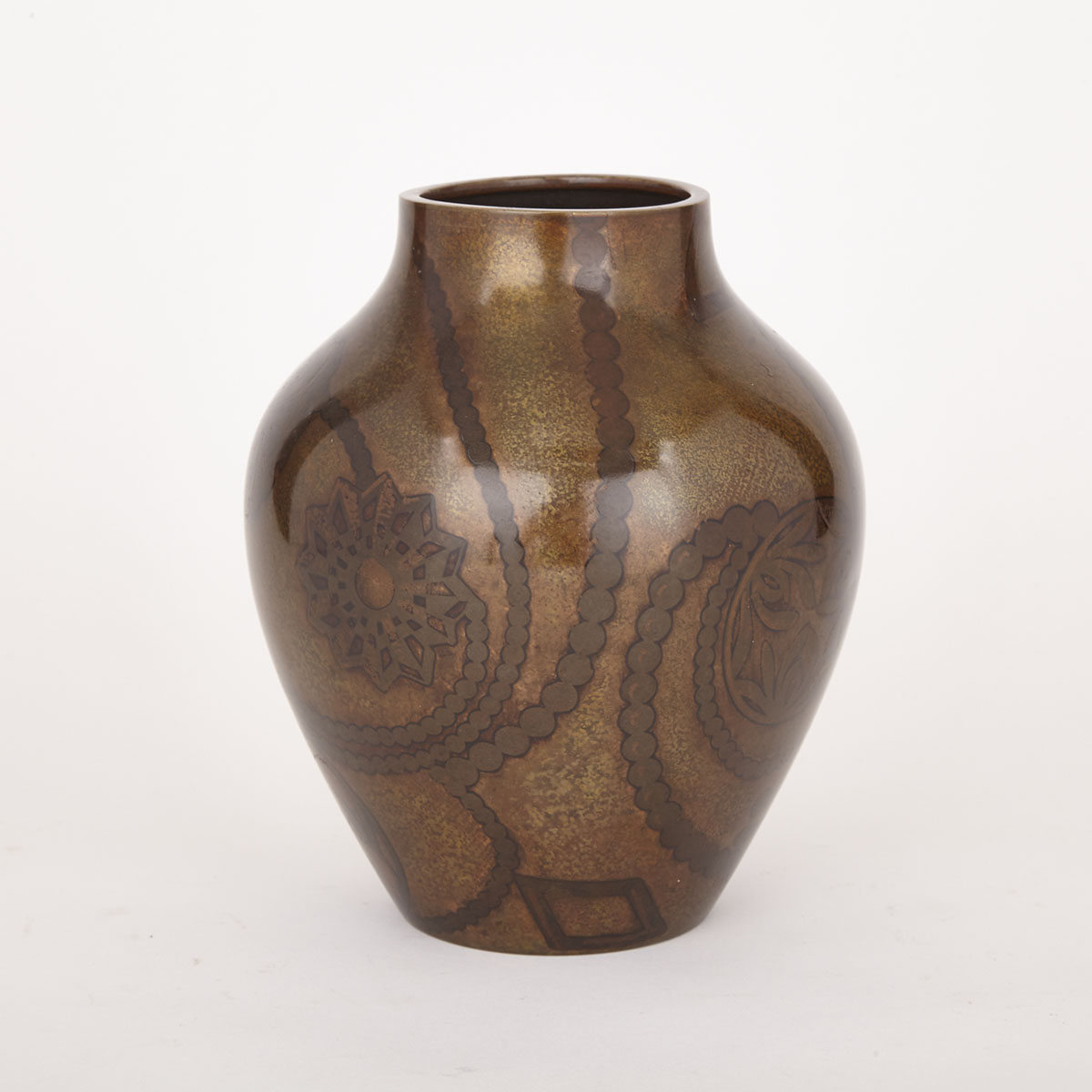 WMF (Wurttembergische Metallwarenfabrik) ‘Ikora’ Spun and Lacquered Brass Vase, c.1930