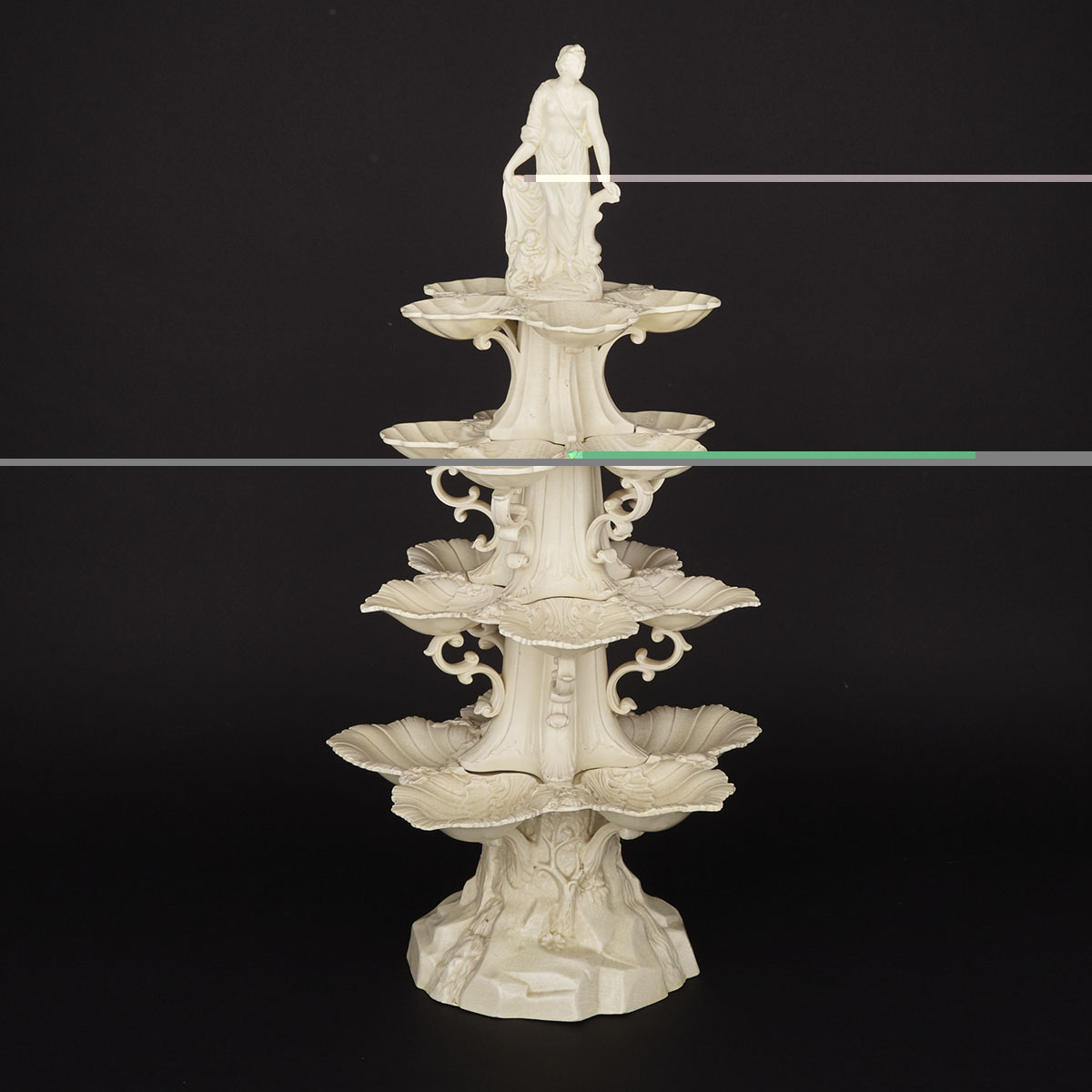 English Creamware Four-Tier Centrepiece, probably Leeds, late 18th century