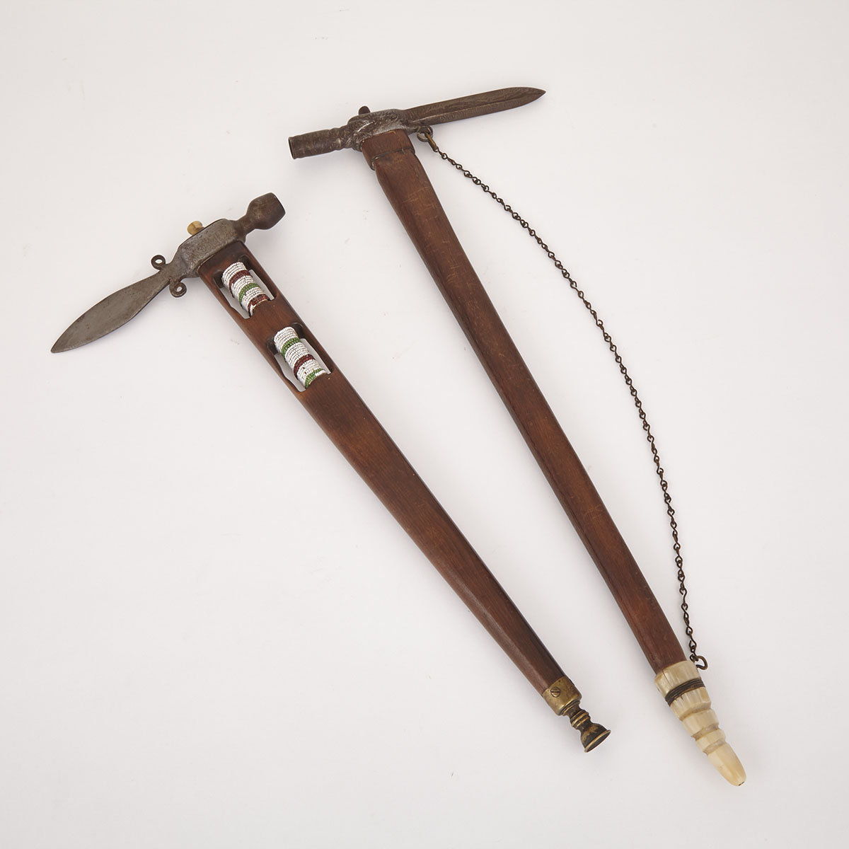 Eastern Woodlands Indian ‘Spontoon’ Pipe Tomahawk together with another, early 20th century
