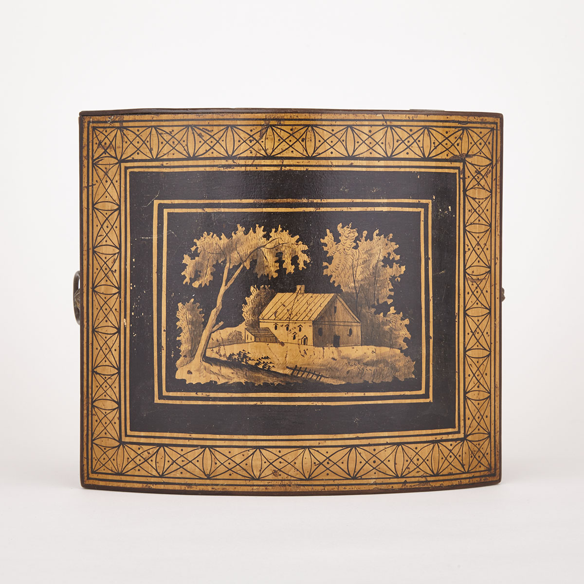 Regency Penwork Sycamore Work Box, c.1830