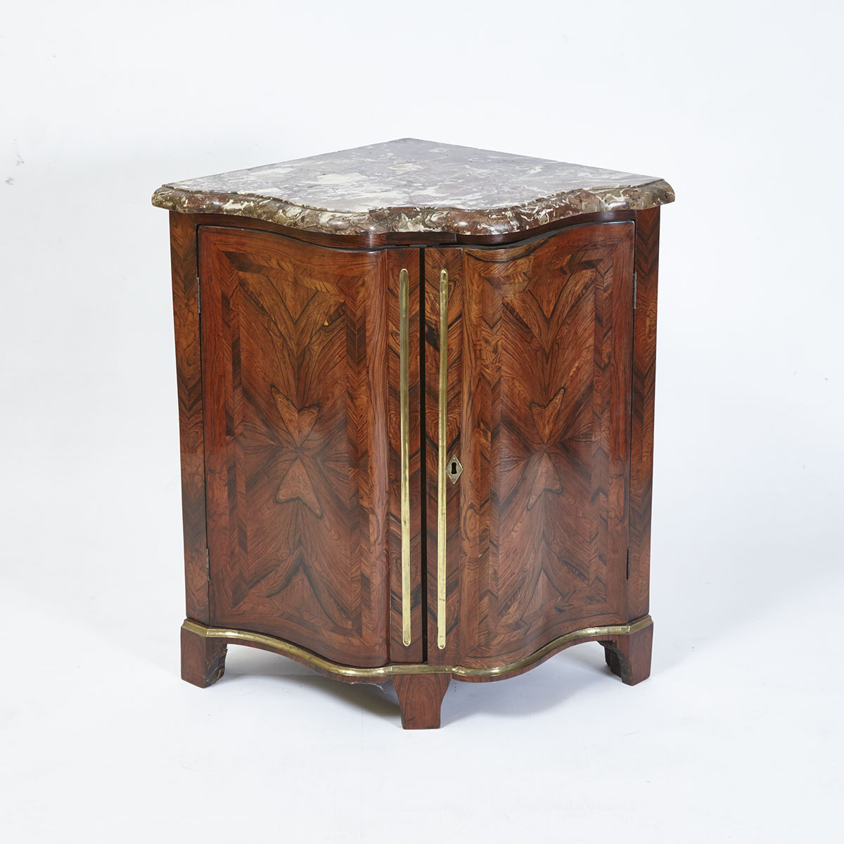 Continental Rosewood Parquetry Corner Cupboard, possibly French, mid 19th century
