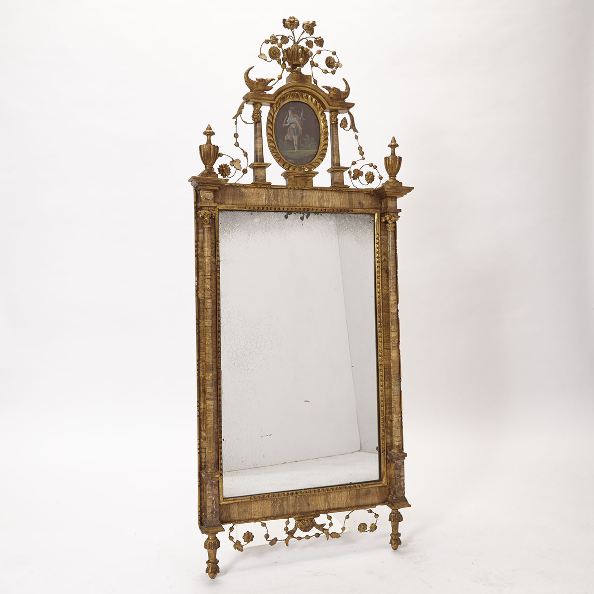 Spanish Neoclassical Marble Mounted Giltwood Mirror, Bilbao, late 18th/early 19th century