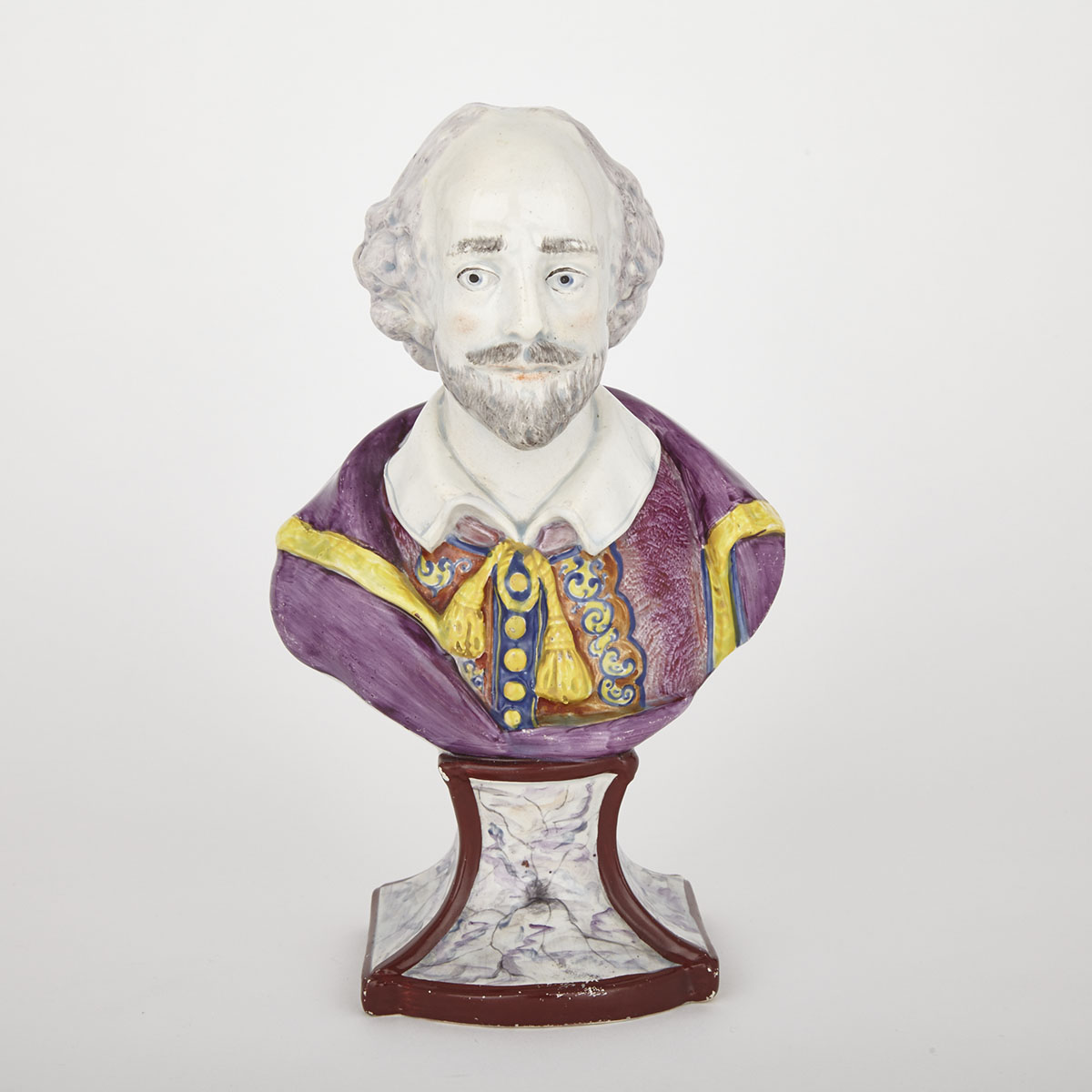 Staffordshire Pearlware Bust of William Shakespeare, William Walker, dated 1828