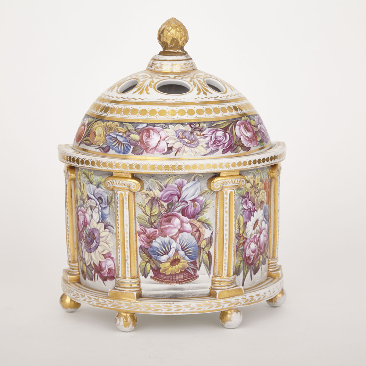 English Porcelain Bough Pot and Cover, probably Miles Mason, c.1800-10
