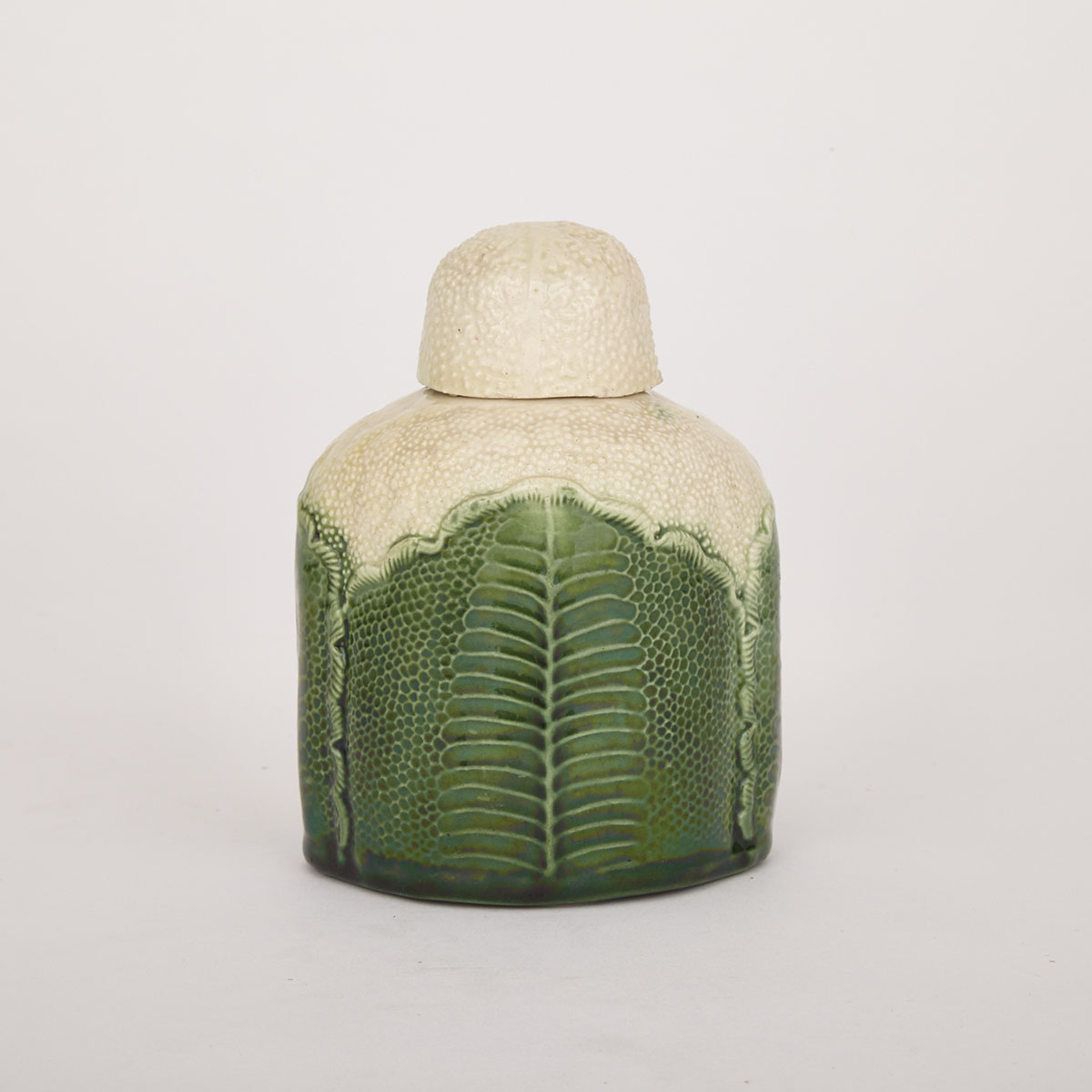 Staffordshire Green-Glazed Creamware Cauliflower Form Tea Canister and Cover, c.1760-70