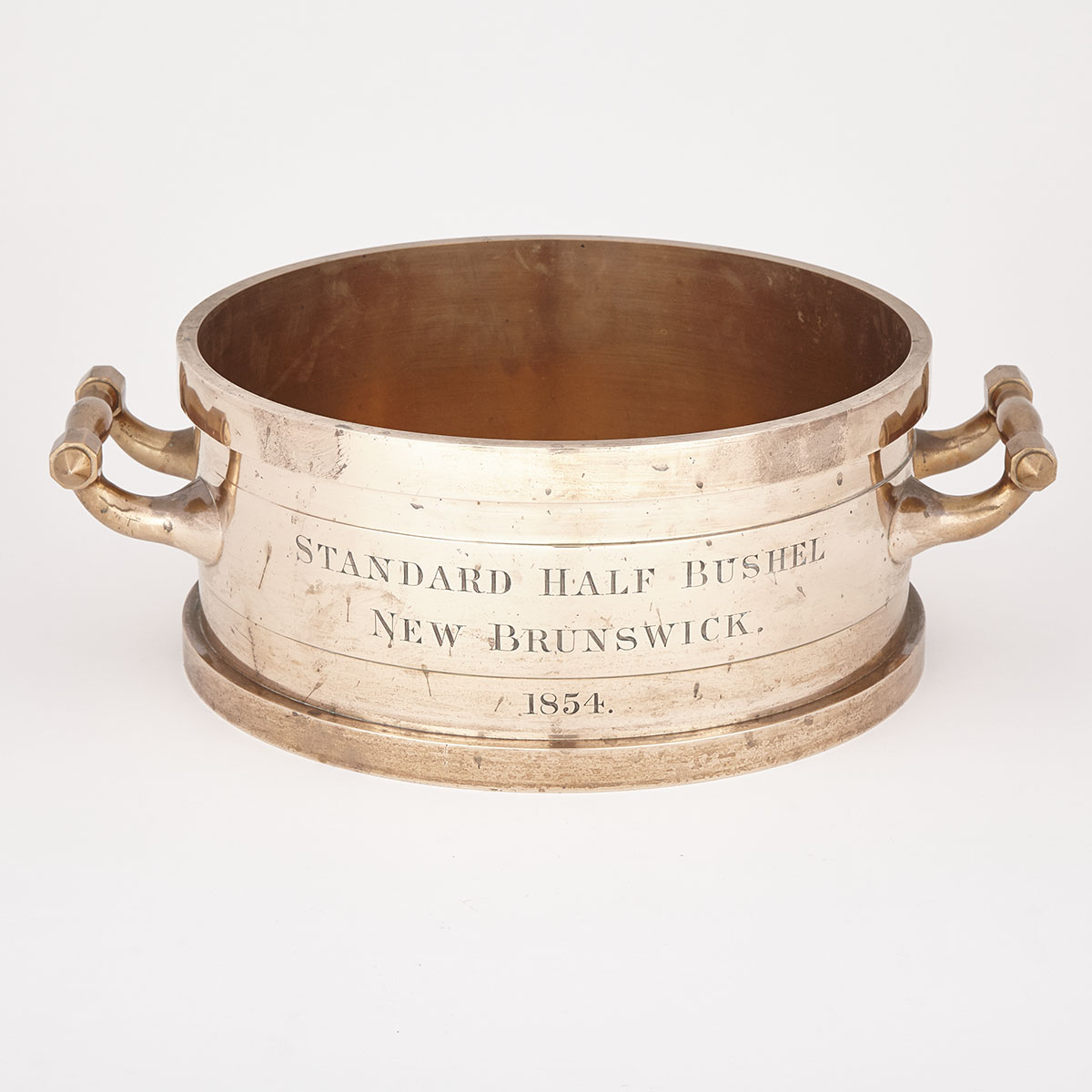 Canadian Bronze Standard Half Bushel Measure, New Brunswick, 1854
