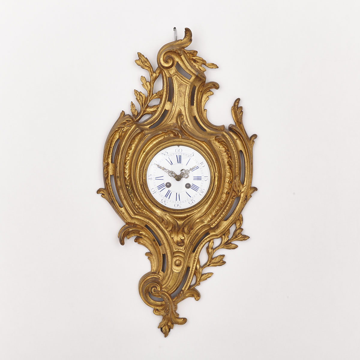 French Rococo Style Gilt Bronze Cartel Clock, late 19th century