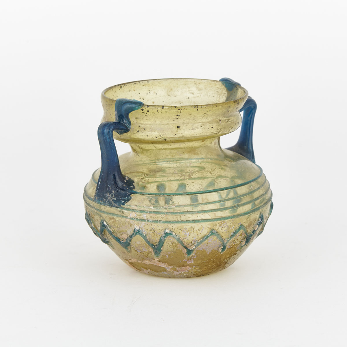 Eastern Mediterranean Bicolour Glass Aryballos, Roman Period, 4th century