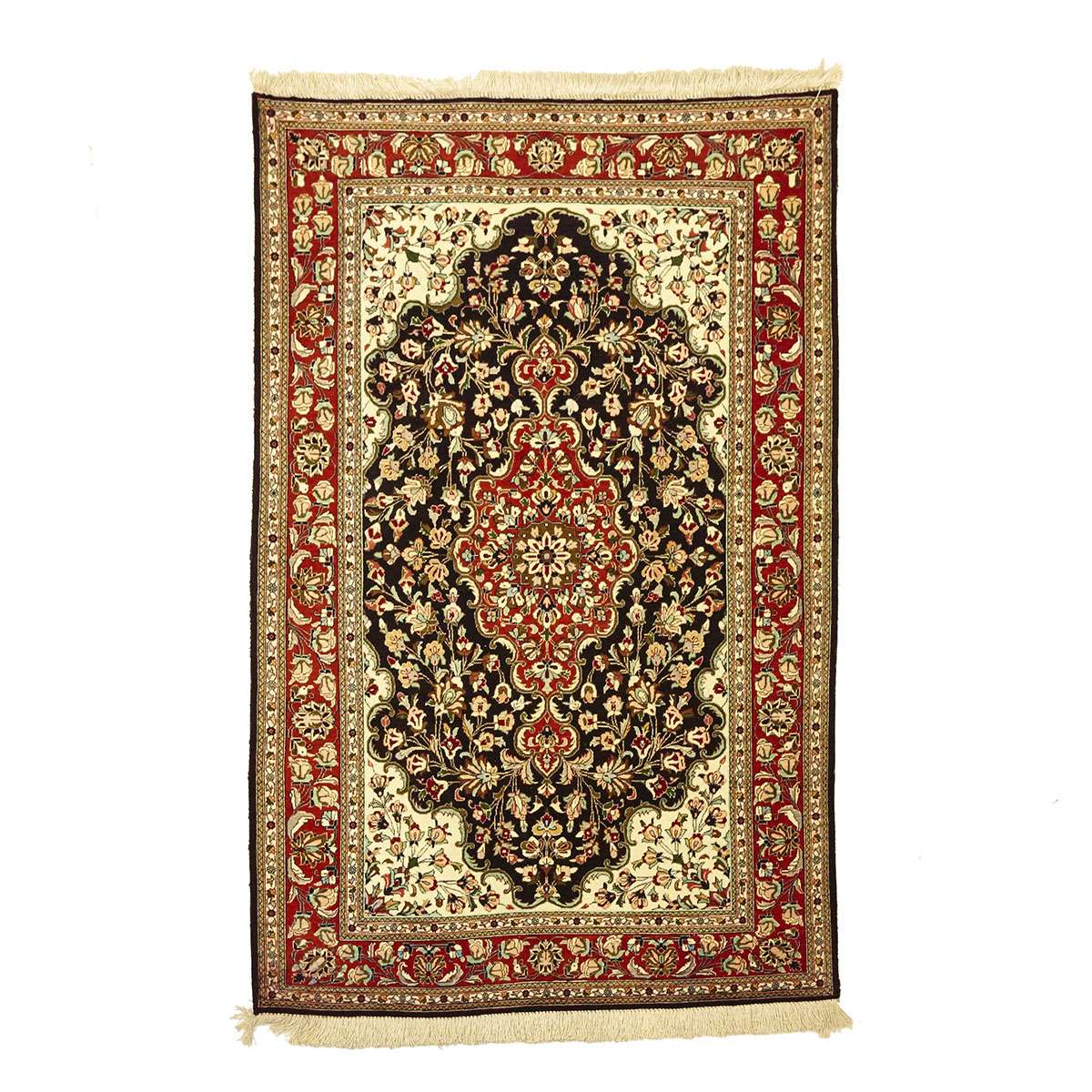 Silk Qum Rug, Persian, mid 20th century