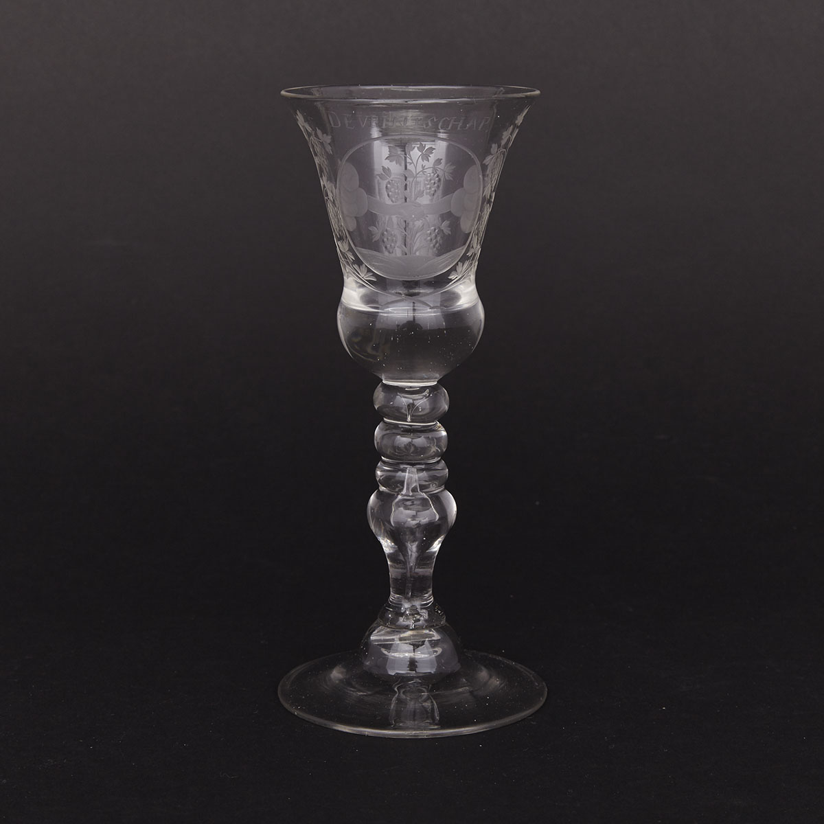 Dutch Engraved Wine Glass, mid-18th century