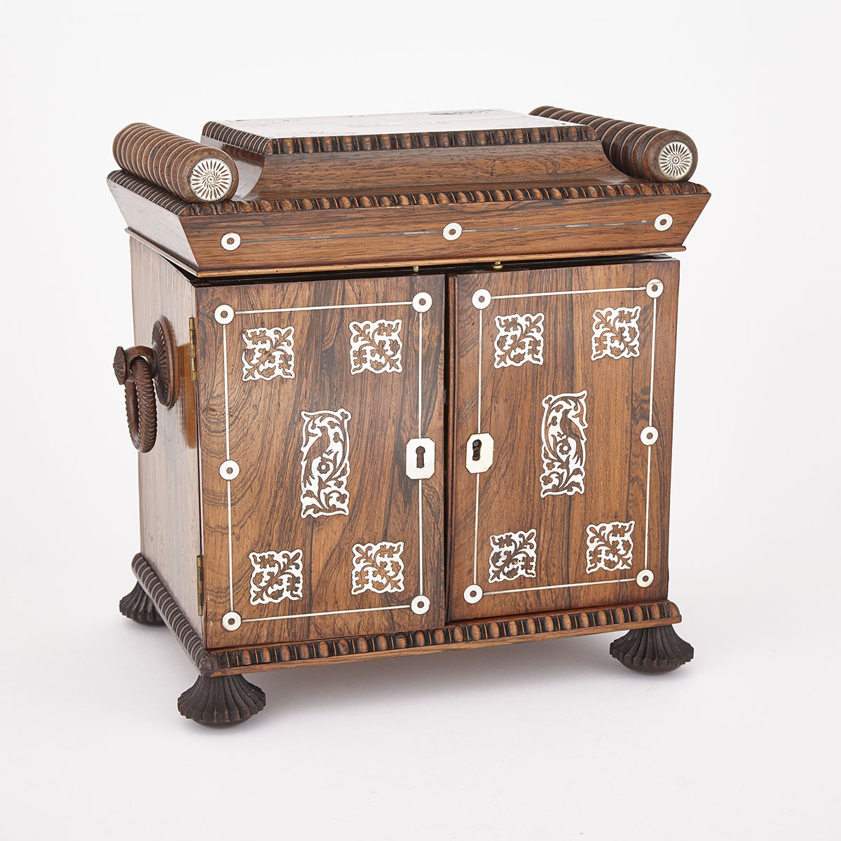 Victorian Abalone Inlaid Rosewood Work Box, 19th century