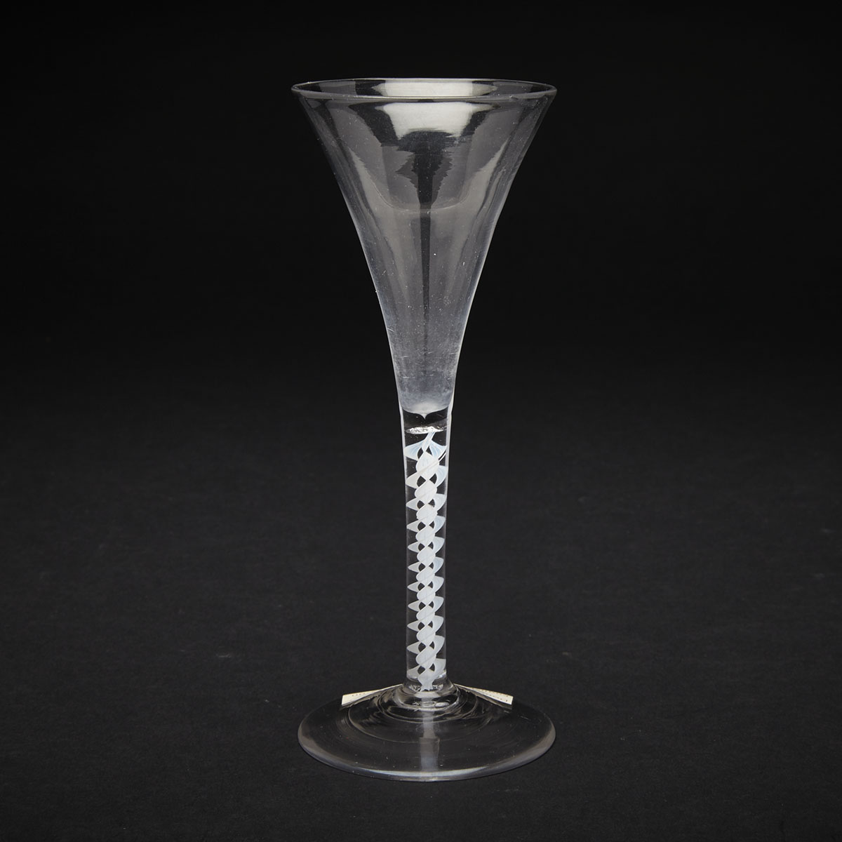 English Opaque Twist Stemmed Wine Glass, c.1760-70