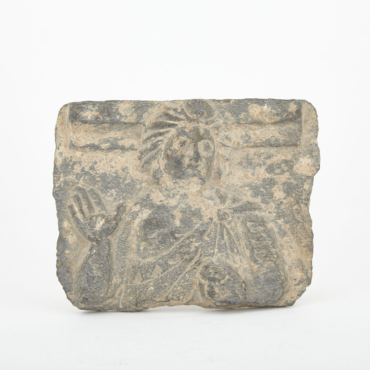 Gandarhan Greco-Buddhist Grey Schist Fragment Relief Image of Buddha, Swat Valley, Pakistan, 2nd century