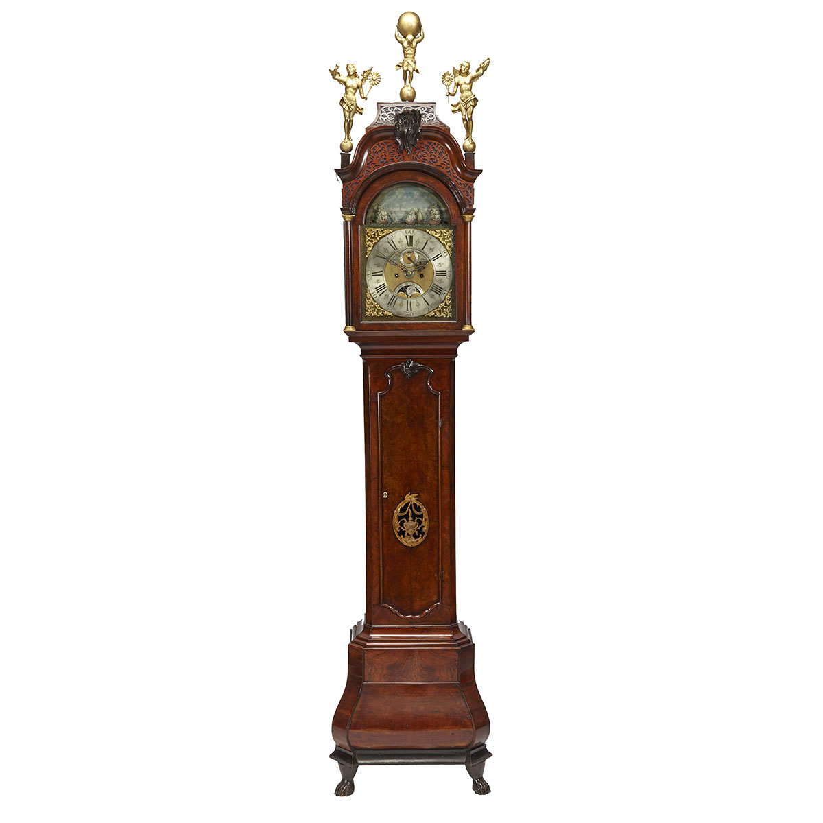 Dutch Baroque Burr Walnut Tall Case Automaton Clock, Antony Janszen, Amsterdam, c.1760