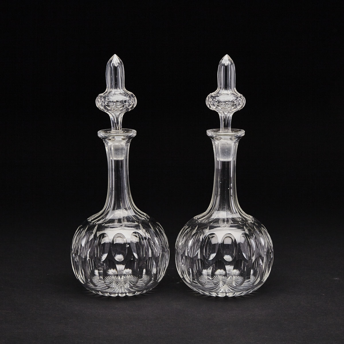 Pair of English Cut Glass Decanters, late 19th century