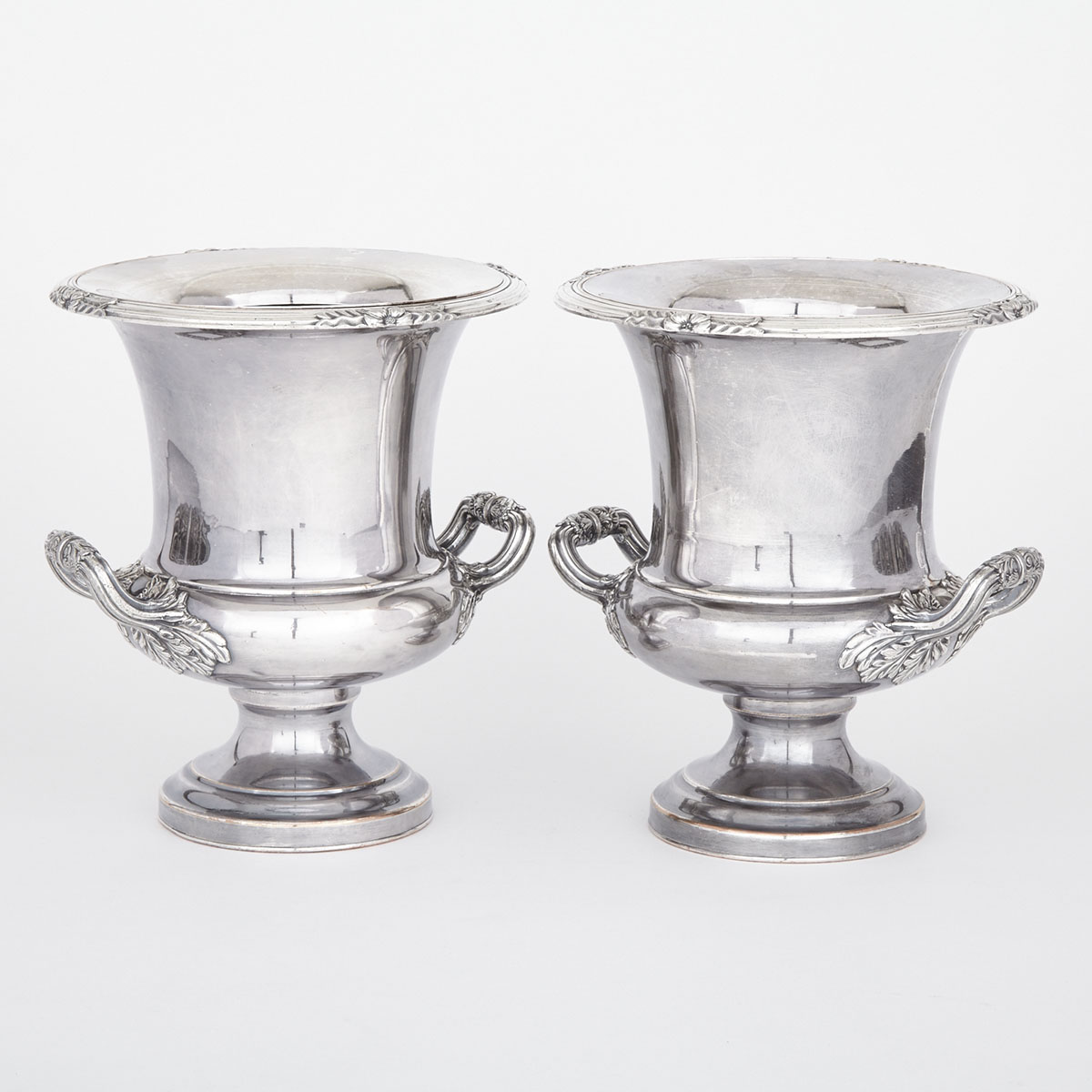 Pair of Old Sheffield Plate Wine Coolers & Liners, Waterhouse, Hatfield & Co., c.1835