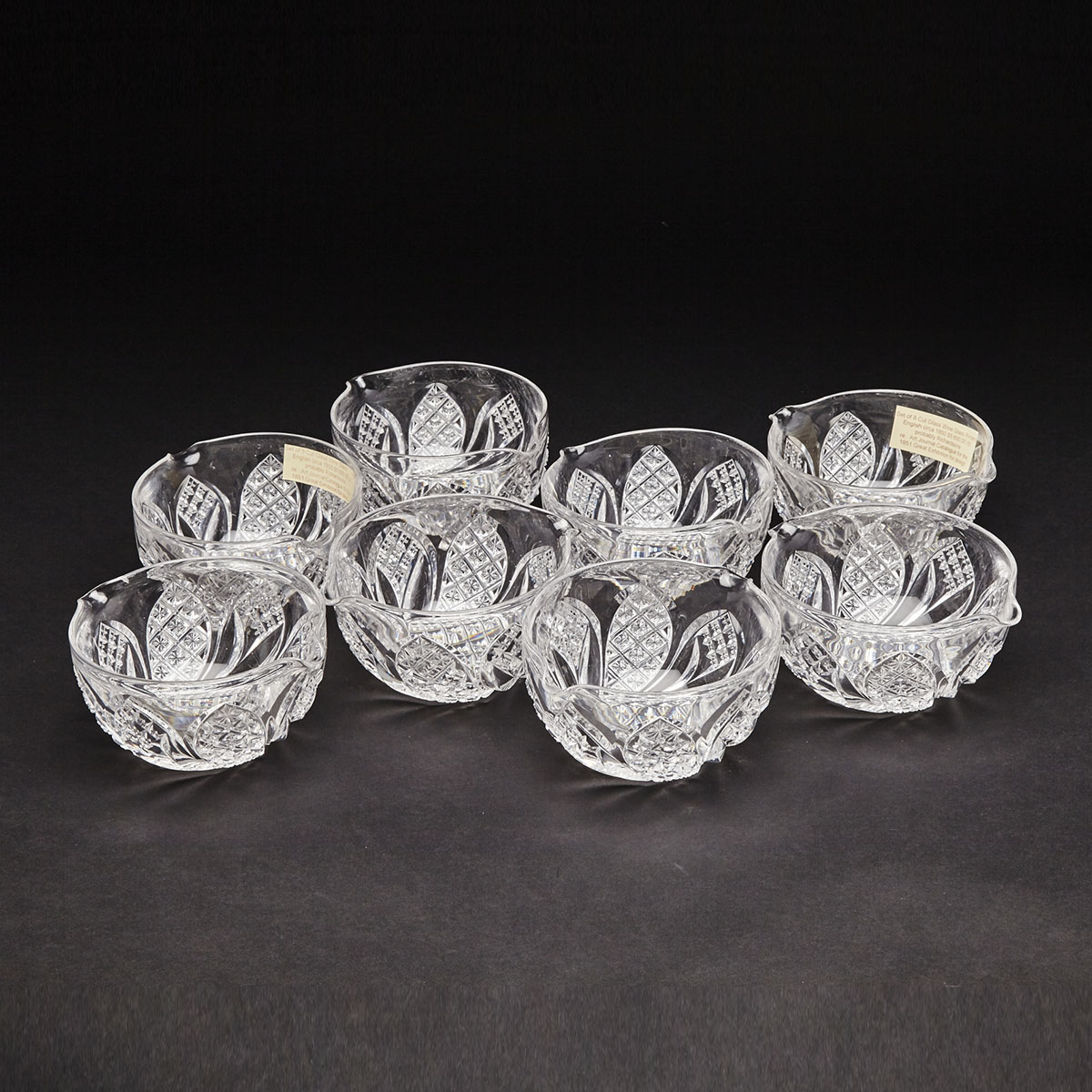 Set of Eight Cut Glass Wine Glass Rinsers, c.1850
