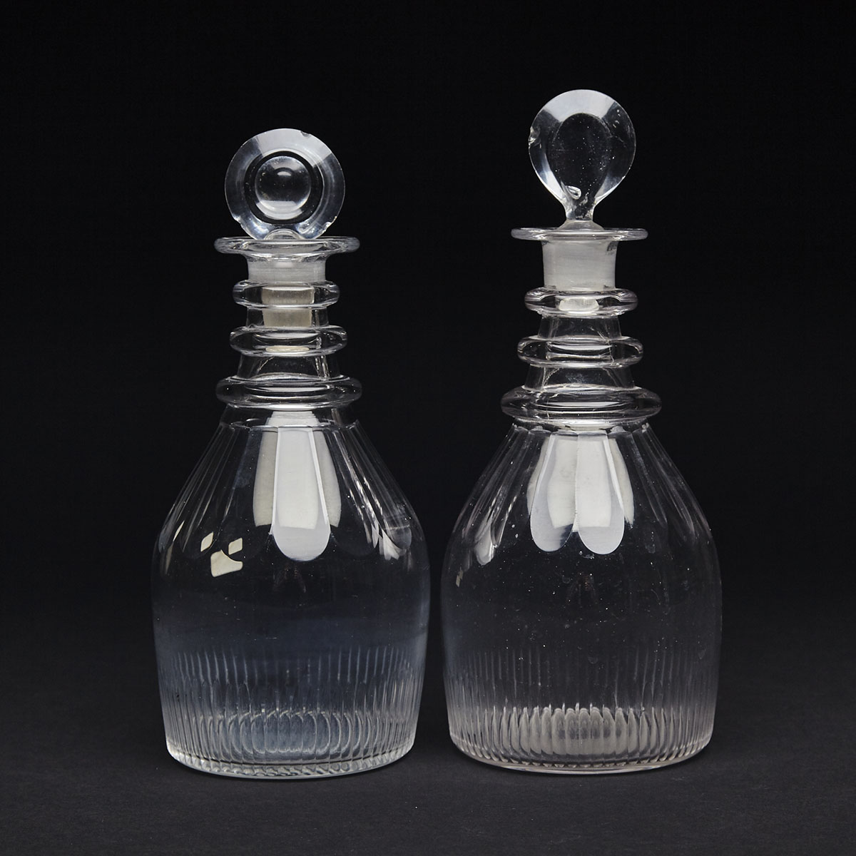 Pair of English Cut Glass Decanters, c.1820