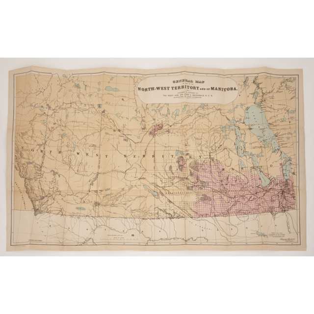 Two Canadian Linen Backed Maps: General Map of Part of the North-West Territory and of Manitoba, and North-West Territory Map Shewing Dominion Land Surveys Between West Boundary of Manitoba and Third Principal Meridian
