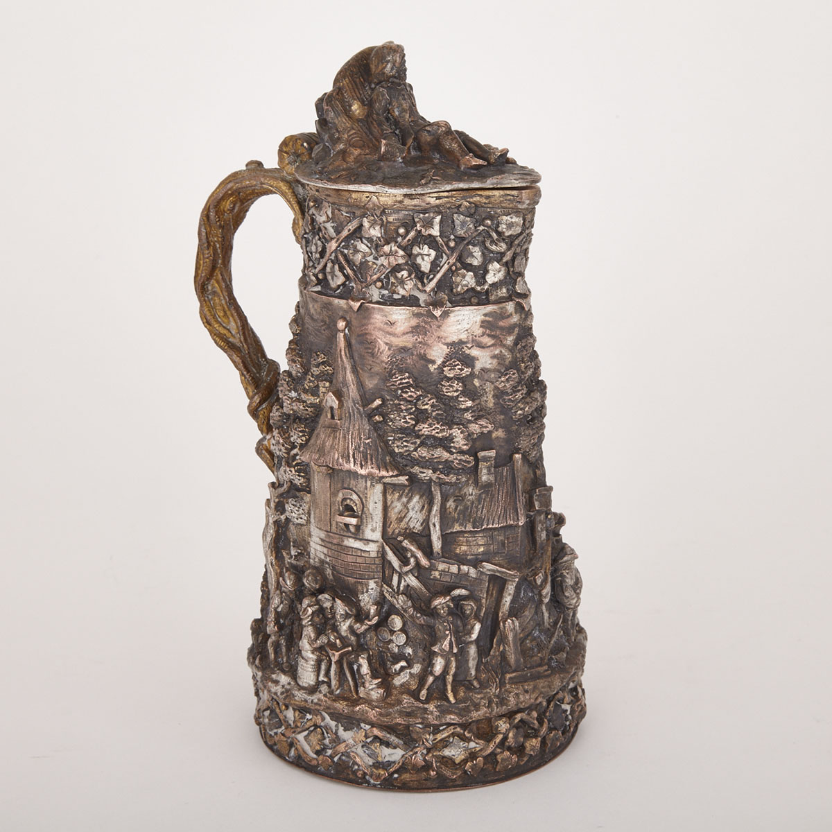 Victorian Electrotype Gilt and Silver Gilt Copper Ale Pitcher, 19th century
