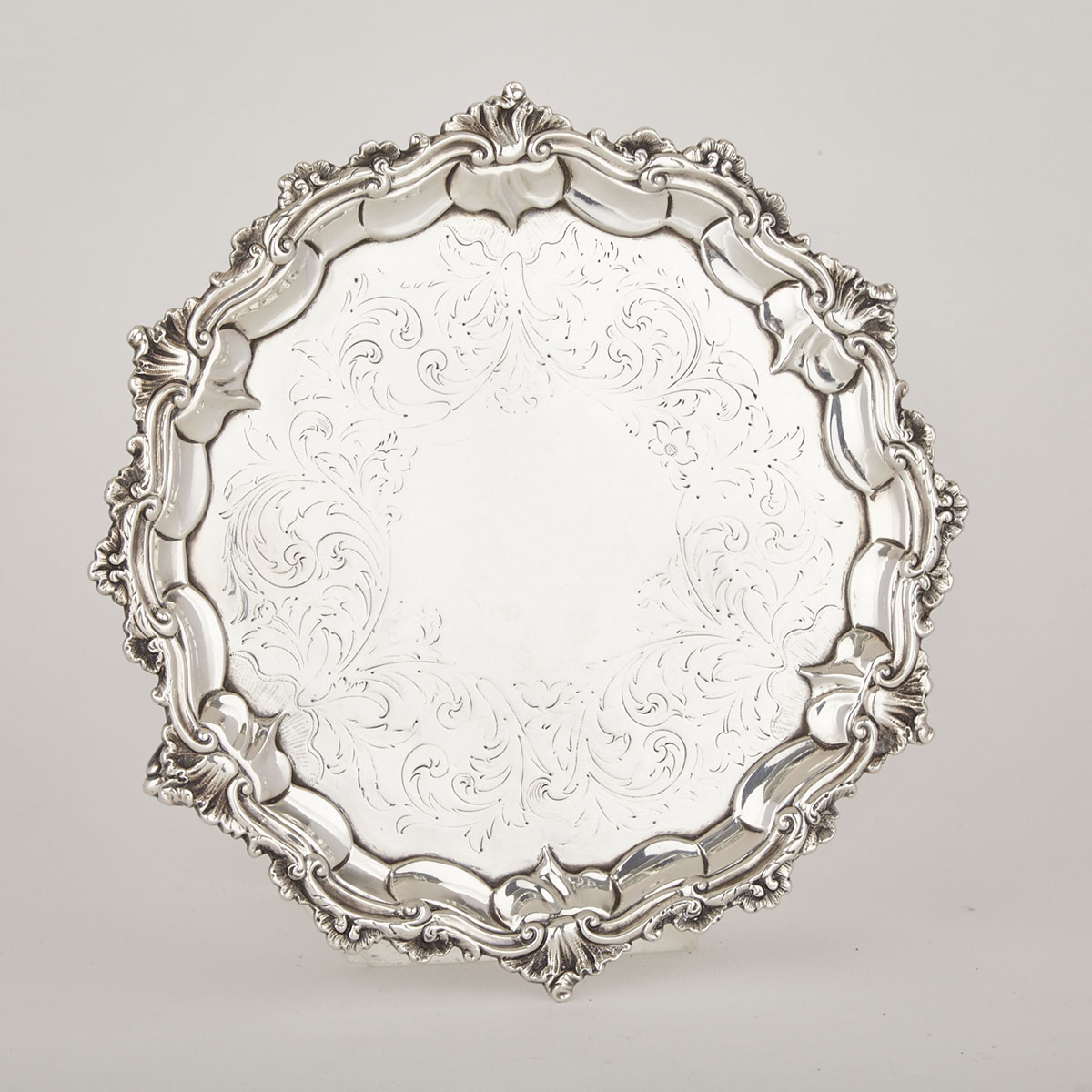 Victorian Silver Shaped Circular Salver, John Wellby, London, 1838