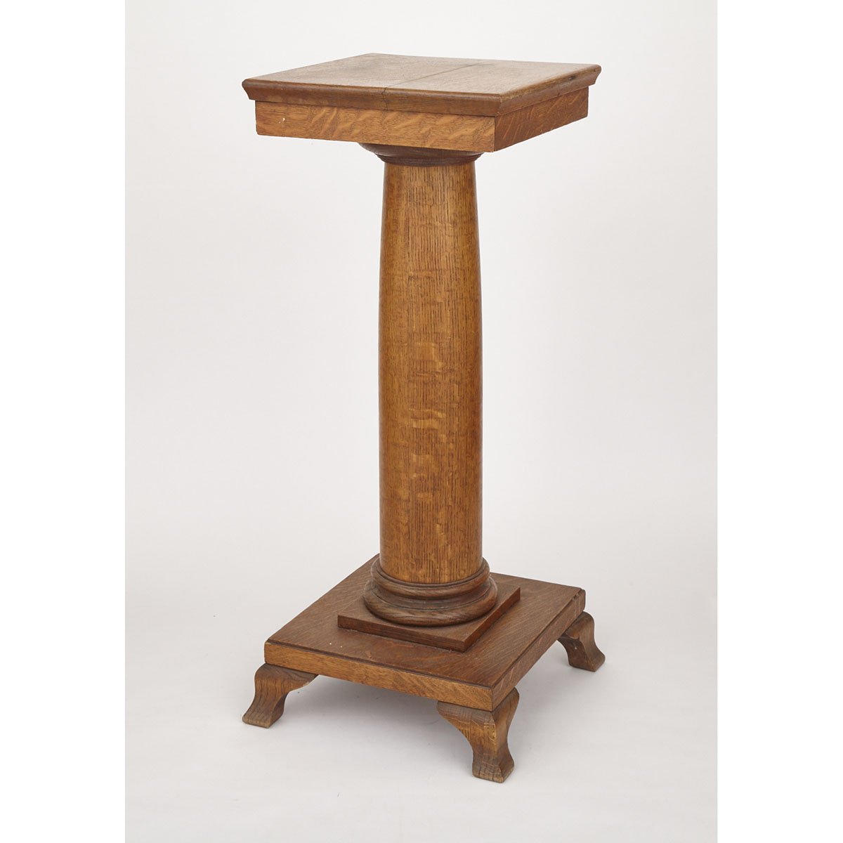 Edwardian Column Form Oak Pedestal Stand, c.1900
